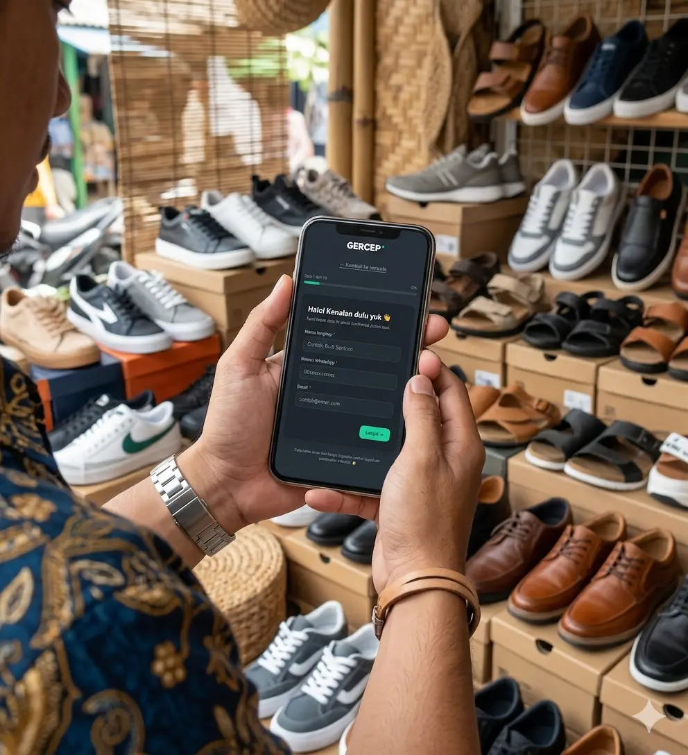 Pemilik UMKM mengisi form Gercep di HP