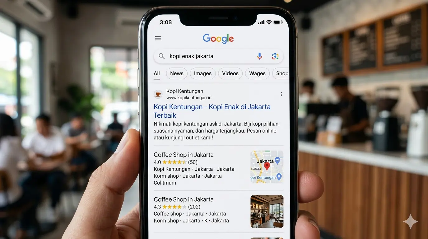 Hasil pencarian Google untuk bisnis lokal